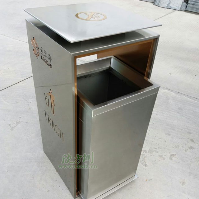 為佛山中海地產(chǎn)環(huán)宇城供應(yīng)室內(nèi)不銹鋼滑軌式垃圾桶