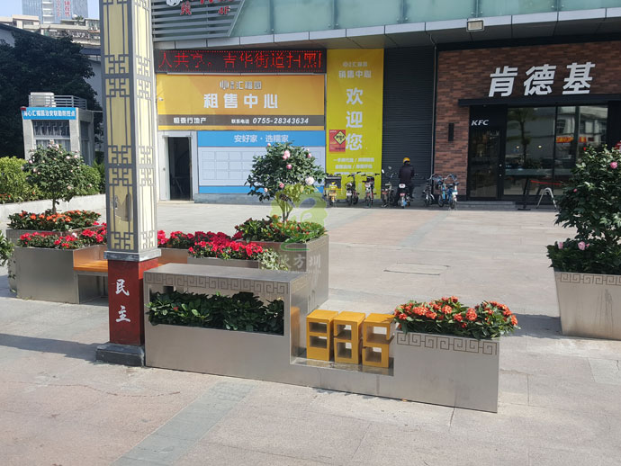 戶外不銹鋼景觀花盆方形隔離花箱